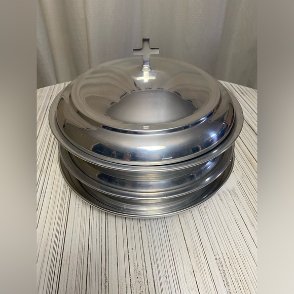 Communion Serving Tray Set Vintage Silver Tone - Picture 7 of 11